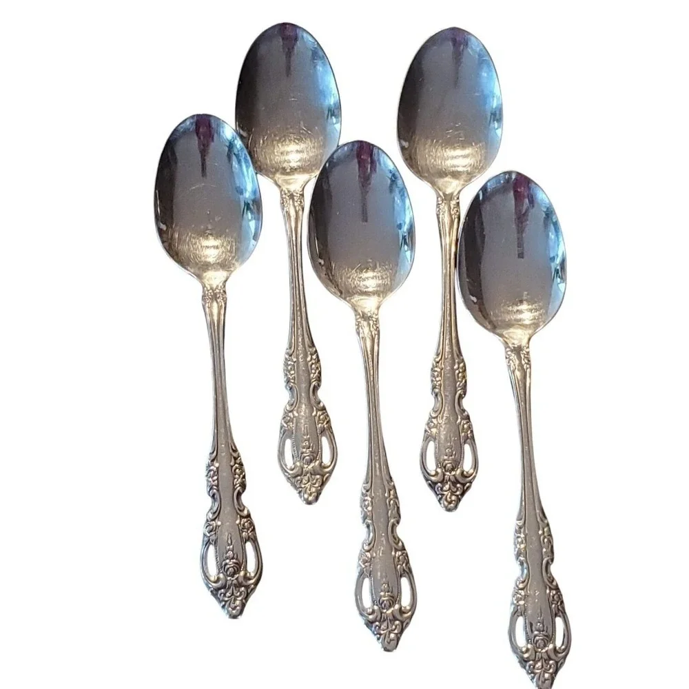 5 Oneida Community Brahms Stainless Place Table‎ Soup Spoons 6.75